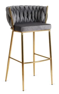 Szary welurowy hoker w stylu glamour H8-P81 - Taborety i hokery - miniaturka - grafika 1