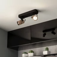 Lampy sufitowe - Spot sufitowy Cayuca czarny/drewniany dekor 2-pkt. - miniaturka - grafika 1