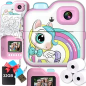 Aparaty natychmiastowe - Aparat Natychmiastowy Cyfrowy Drukarka Termiczna Karta Pamięci Microsd 32Gb - miniaturka - grafika 1