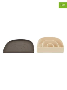 OYOY mini 2-częściowy zestaw naczyń "Rainbow" w kolorze brązowo-jasnożółtym - Sztućce dla dzieci - miniaturka - grafika 1