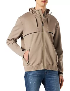 BOSS Męska bluza z kapturem z mieszanki bawełny Sybrique z odpinanym szalikiem na twarz, czarny1, 3XL - Bluzy męskie - miniaturka - grafika 1