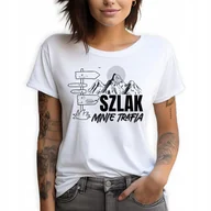 Zestawy upominkowe - Koszulka Damska T-SHIRT Biały roz.XS SZLAK MNIE TRAFIA Wycieczka GÓRY Wzory - miniaturka - grafika 1