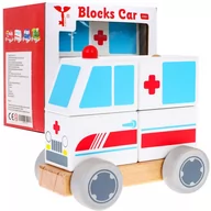 Zabawki interaktywne dla dzieci - Drewniane Autko Ambulans - miniaturka - grafika 1