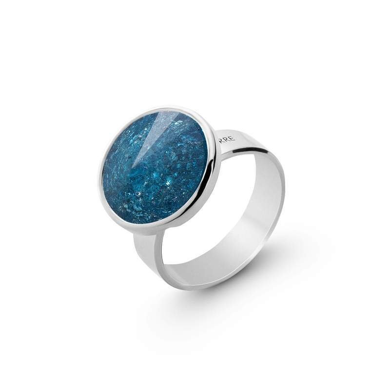 Srebrny pierścionek Gavbari rivoli 12mm, srebro 925 : Kryształy - kolor - Gavbari - Midnight blue, ROZMIAR PIERŚCIONKA - 11UK:L Φ16,00 MM, Srebr..