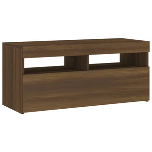 Lumarko Szafka pod TV z oświetleniem LED, brązowy dąb, 90x35x40 cm - Szafki RTV - miniaturka - grafika 8