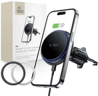 Uchwyty samochodowe do telefonów - Uchwyt samochodowy z ładowarką indukcyjną MagSafe 15W na kratkę nawiewu - czarny Uchwyt samochodowy z ładowarką indukcyjną MagSafe 15W na kratkę nawiewu - czarny - miniaturka - grafika 1
