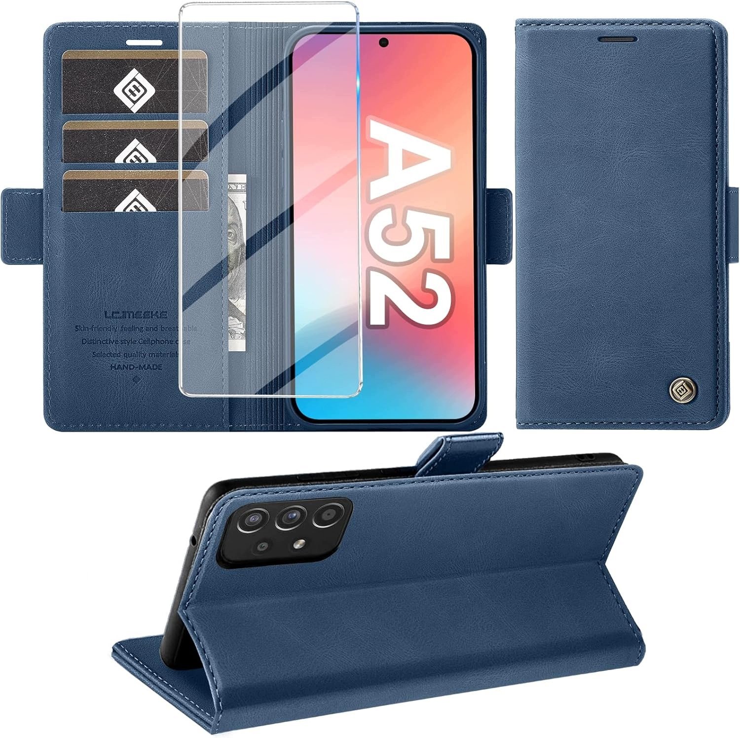 Giyer Etui Samsung Galaxy A52 A52S 5G Portfel Niebieskie Szkło