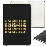 Planery - Czarny NOTES w Linię z Gumką FRYZJER STYLISTA BŁYSZCZĄCE Wzory GOLD - miniaturka - grafika 1