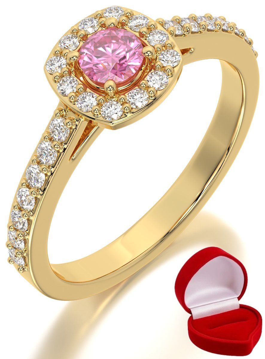 ZŁOTY PIERŚCIONEK ZARĘCZYNOWY 585 14k SZAFIR 0,24 ct + PUDEŁKO R15