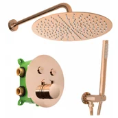 Zestawy prysznicowe - Rea Zestaw Prysznicowy Podtynkowy LUNGO MILER Różowe Złoto z termostatem + BOX - miniaturka - grafika 1