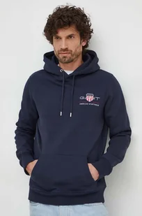 Gant bluza męska kolor granatowy z kapturem z aplikacją - Bluzy męskie - miniaturka - grafika 1