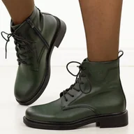 Botki damskie - Zielone skórzane botki damskie Sergio Leone Bt25172S - miniaturka - grafika 1