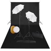 Lampy studyjne - vidaXL Zestaw studyjny Zestaw studyjny z lampami parasolkami tłem i blendami 3067077 - miniaturka - grafika 1