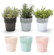 Donice - Pigmejka ROSA Osłonka ażurowa do kwiatów,  szara, 14,5x14,5x15,5 cm - miniaturka - grafika 1