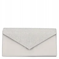 Torebki damskie - Torebka Kopertówka Damska Elegancka Wieczorowa Wizytowa Materiałowa Srebrna - miniaturka - grafika 1