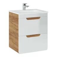 Szafki łazienkowe - Szafka z Umywalką 824 Aruba Comad Biały, Dąb Craft Złoty - miniaturka - grafika 1