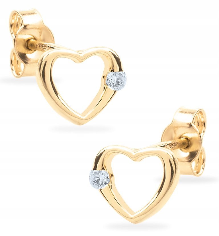 ZŁOTE KOLCZYKI SERCA SERDUSZKA CYRKONIA 333