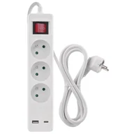 Przedłużacze i rozgałęźniki - Przedłużacz EMOS 3x zásuvka, 1×USB-A + 1×USB-C vypínač, 2m - miniaturka - grafika 1
