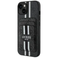 Portfele - Etui Guess 4G Stripes z portfelem Magsafe do iPhone 15 czarny - miniaturka - grafika 1
