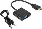 Złącza, przejściówki, adaptery - Lanberg Adapter HDMI-AM do VGA + Audio na kablu Lanberg AD-0017-BK Uniwersalny - miniaturka - grafika 1