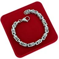 Bransolety męskie - Bransoletka Męska Srebrna Splot Królewski Bizantyjski 21cm x 6mm - Stal Chirurgiczna - miniaturka - grafika 1