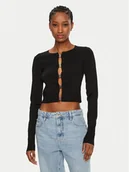 Swetry damskie - Patrizia Pepe Kardigan 8K0281/K236-K103 Czarny Regular Fit - miniaturka - grafika 1