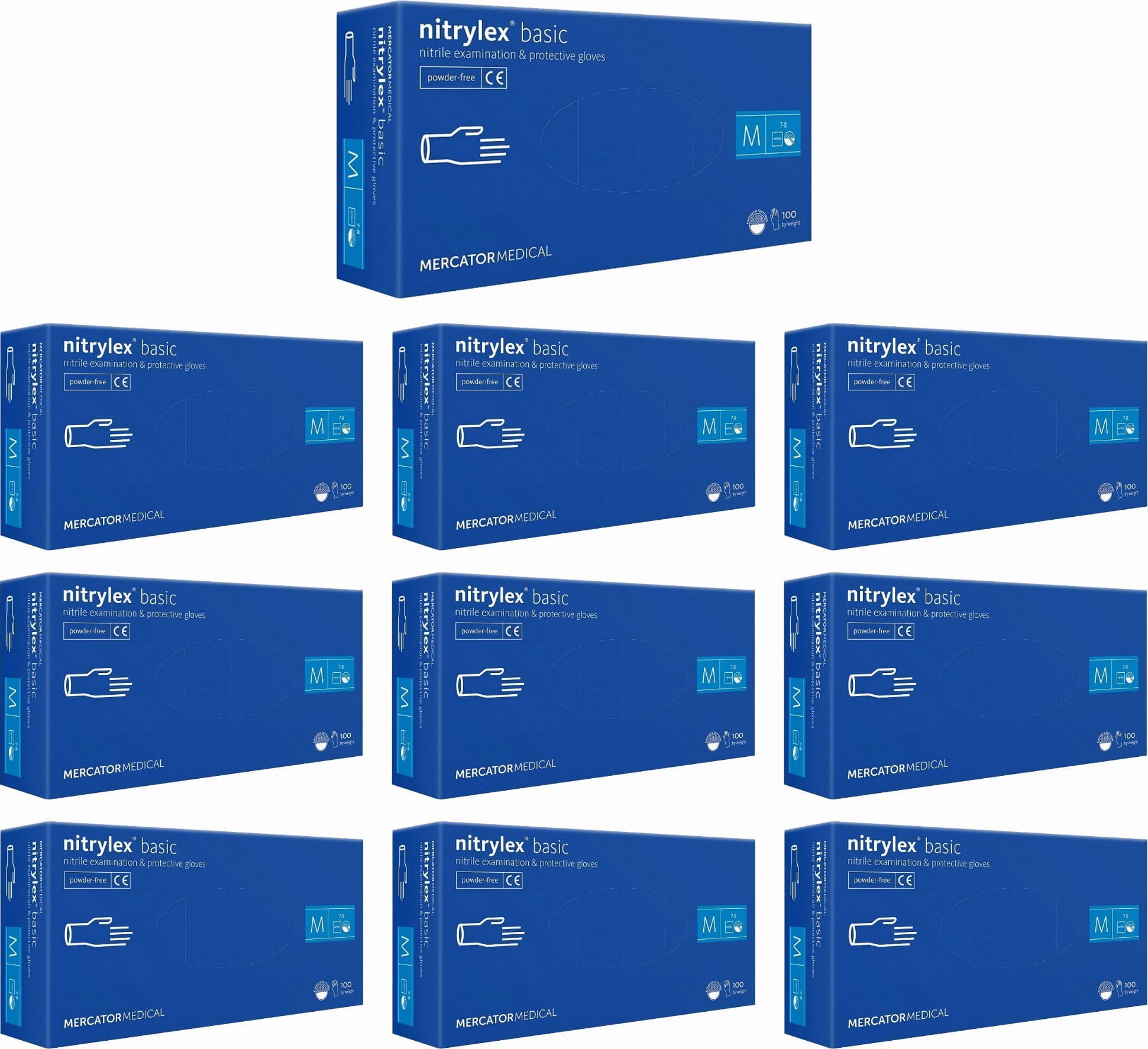 Mercator Rękawice Nitrylowe 100 szt. Nitrylex Basic Dark Blue - 10 kpl. M 7-8