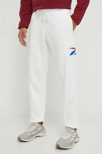 Spodnie męskie - Reebok Classic spodnie dresowe kolor biały z nadrukiem - grafika 1