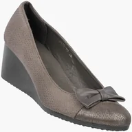 Półbuty damskie - Czółenka Damskie Ekoskóra Buty Na Koturnie Półbuty Niskie Szarobrązowe Szary 36 - miniaturka - grafika 1