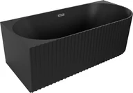 Wanny - Mexen Gia wanna wolnostojąca narożna ryflowana lewa 170 x 80 cm, czarna mat, przelew gun metal - 52701708071L-95 - miniaturka - grafika 1