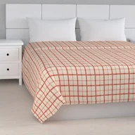 Narzuty - Dekoria Narzuta pikowana w pasy ecru tło czerwona kratka 100 x 160cm Avinon 836-131-15 - miniaturka - grafika 1