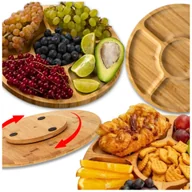 Deski do krojenia - Deska Bambusowa Serwowania Serów Wędlin Obrotowa - miniaturka - grafika 1