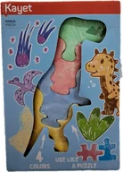 Zabawki kreatywne - Kayet kreda Puzzle w kształcie dinozaura 4 kolory - miniaturka - grafika 1