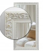 Lustra - Ekskluzywne lustro w STYLOWEJ ornamentowej BIAŁEJ ramie z drewna 140x50 d6 - miniaturka - grafika 1