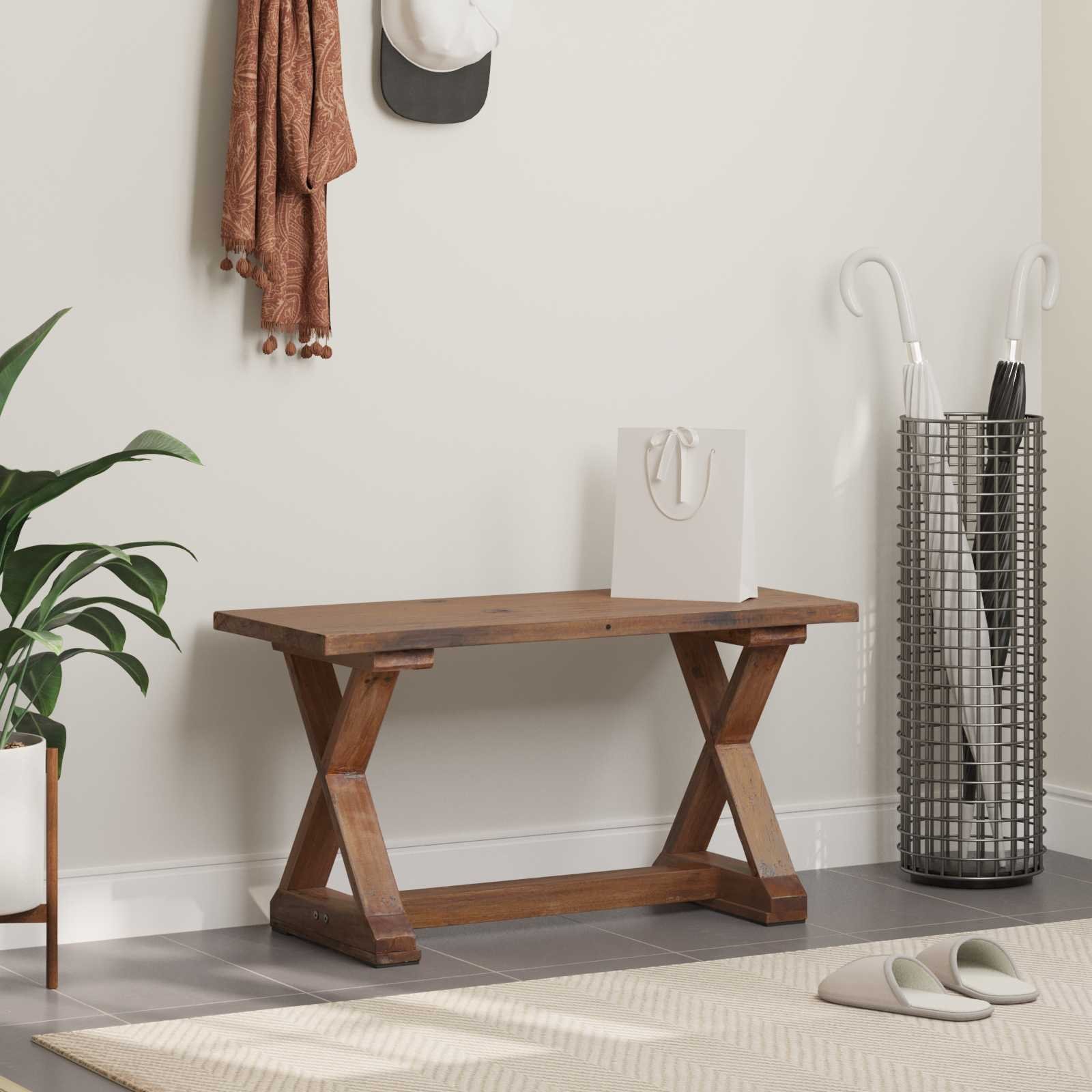 vidaXL ławka Naturalny 85 x 35 x 46 cm Lite drewno z odzysku
