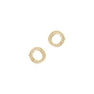 Biżuteria dla dzieci - Srebrne Pozłacane Kolczyki 925 Okręgi biała cyrkonia - miniaturka - grafika 1