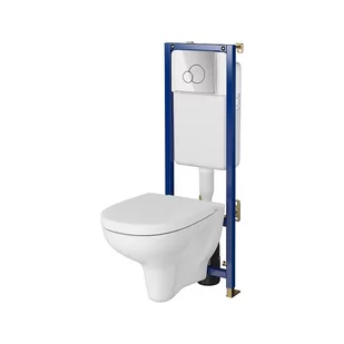 Cersanit Tech Line Set B598 Zestaw Toaleta WC bez kołnierza + deska wolnoopadająca + stelaż podtynkowy WC + przycisk spłukujący WC S701-625 - Stelaże i zestawy podtynkowe do WC - miniaturka - grafika 1