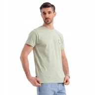 Koszulki męskie - Modny t-shirt męski bawełniany w kropki miętowy Ombre OM-TSFP-0186 V3 r L - miniaturka - grafika 1