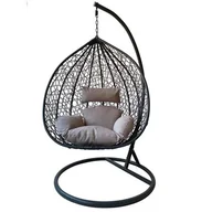 Fotele ogrodowe wiszące - Bujak fotel wiszący okrągły 105 x 70 cm szary - miniaturka - grafika 1