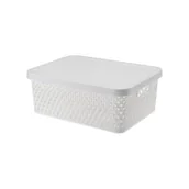 Pudła i pojemniki do przechowywania - Koszyk 12 l z pokrywą Orion 03074 biały - miniaturka - grafika 1