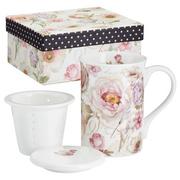 Kubki - Kubek Z Zaparzaczem 300Ml Porcelanowy W Pudełku Ozdobnym Peony Villa Italia - miniaturka - grafika 1