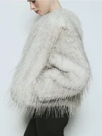 Płaszcze damskie - Reserved - Sztuczne futerko z piórami - wielobarwny - miniaturka - grafika 1