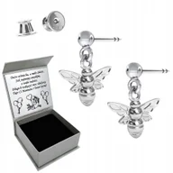Biżuteria dla dzieci - Kolczyki Pszczółki Srebrne Kolczyki dla Dziewczynki Komunia Grawer 925 - miniaturka - grafika 1