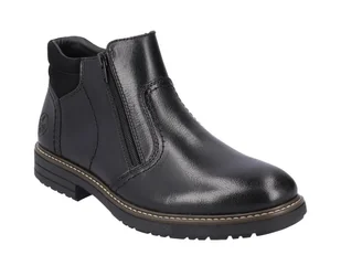 Buty zimowe męskie botki ocieplane wełną skórzane czarne Rieker 33151-00-42 - Botki męskie - miniaturka - grafika 1
