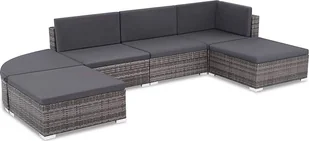 Elior 6-częściowy zestaw ogrodowy z zaokrąglonym stołkiem szary - Bero 6D - Meble ogrodowe - miniaturka - grafika 1