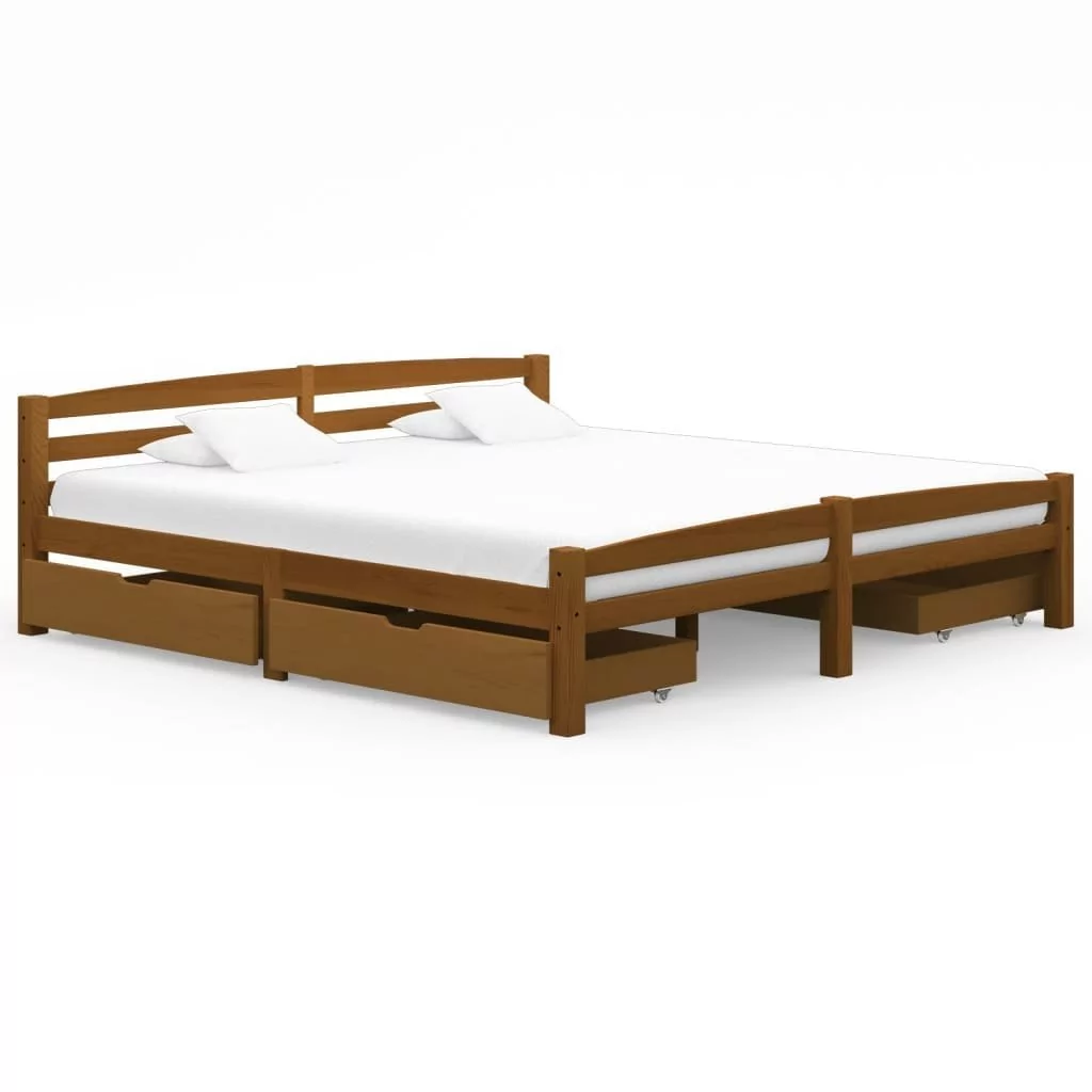 vidaXL Lumarko Rama łóżka z 4 szufladami, miodowy brąz, sosna, 180 x 200 cm 3060582