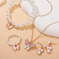 Biżuteria dla dzieci - Zestaw biżuterii dla dziewczynki kolczyki naszyjnik pierścionek bransoletka - miniaturka - grafika 1