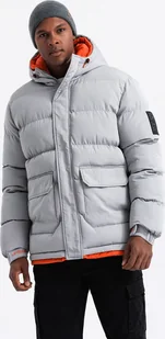 Kurtka męska Ombre Sportowa ciepła męska kurtka z podwójnym kapturem szara V3 OM-JAHP-0208 XXL - Kurtki męskie - miniaturka - grafika 1