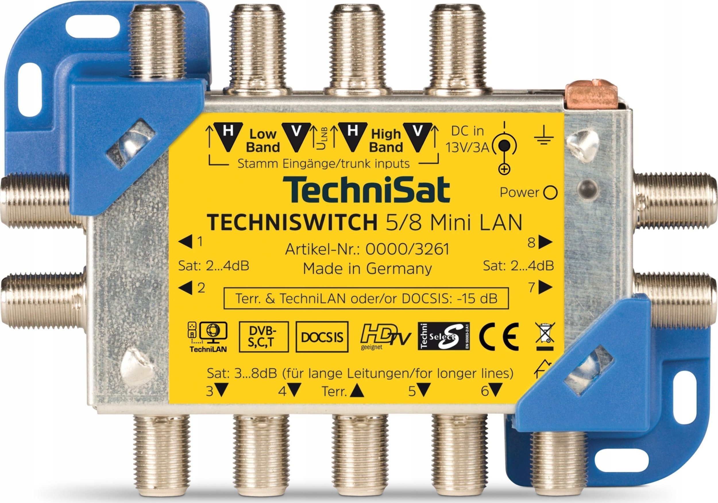 TechniSat TechniSwitch 5/8 mini LAN, multi-switch yellow/silver