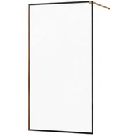 Ścianki i drzwi prysznicowe - Mexen Kioto ścianka prysznicowa 100 x 200 cm, transparent/czarny wzór 8 mm, różowe złoto - 800-100-101-60-70 - miniaturka - grafika 1